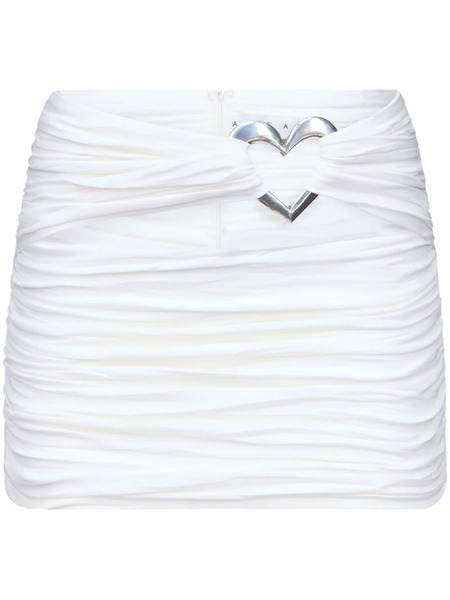  Area Cut-out Ruched Miniskirt - White 