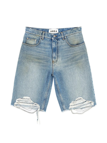  Area Distressed Denim Shorts - Blue 