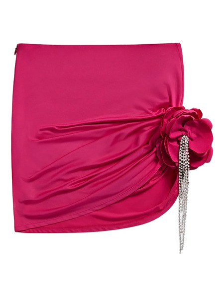  Area Floral-embellished Draped Mini Skirt - Pink 