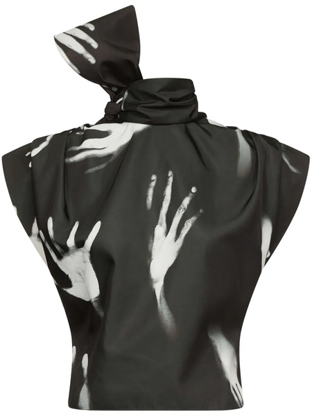  Area Handprint Sleeveless Top - Black 
