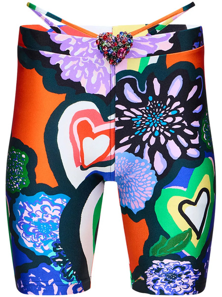  Area Heart-embellished Biker Shorts - Orange 