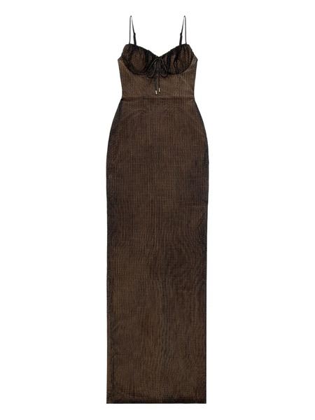  Area Hotfix-embellishment Maxi Dress - Brown 