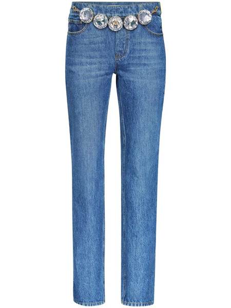  Area Jumbo Crystal Straight-leg Jeans - Blue 