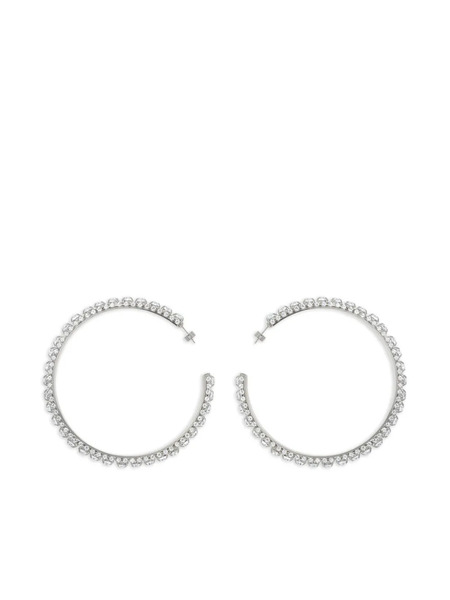  Area Large Crystal-embellished Hoop Earrings - Silver 