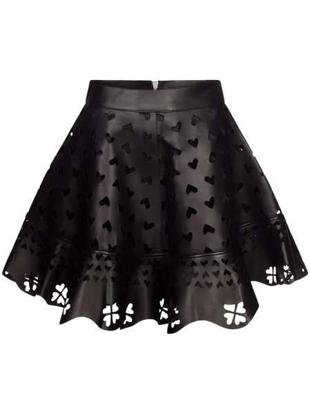  Area Laser-cut Leather Miniskirt - Black 
