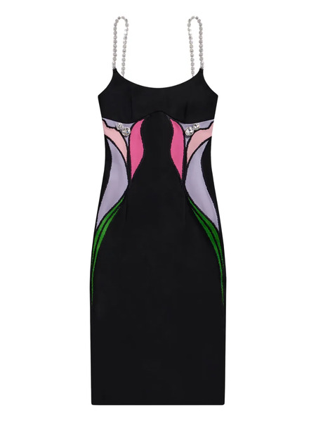  Area Lily Flower-embellished Midi Dress - Black 