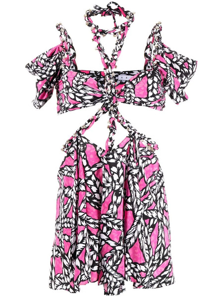  Area Rope-print Cut-out Minidress - Pink 