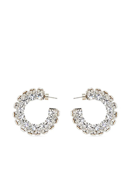  Area Small Crystal Hoop Earrings - Silver 