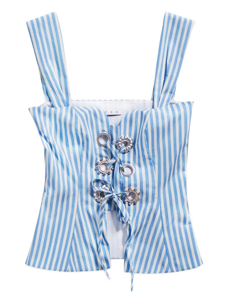  Area Striped Grommet Corset Top - Blue 