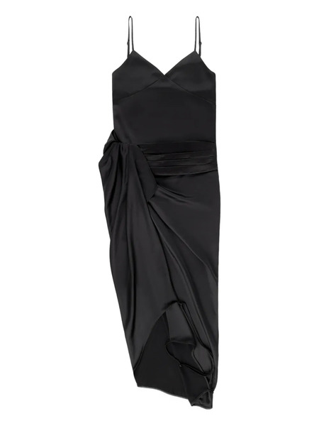  Area Tuxedo V-neck Midi Dress - Black 