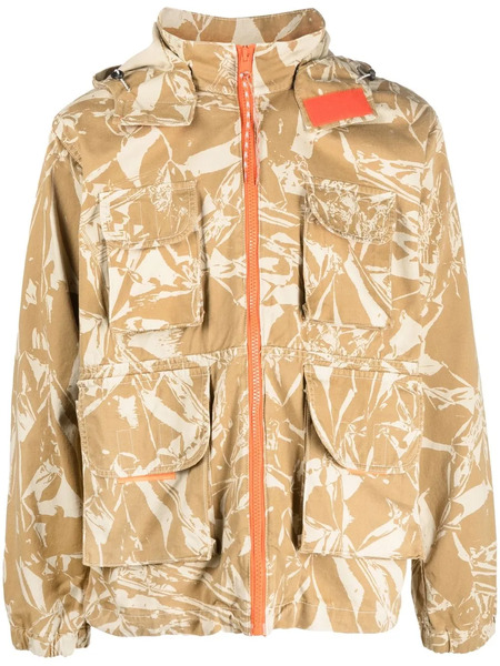  Aries Crinkle Camouflage Hooded Cargo Jacket - Neutrals 
