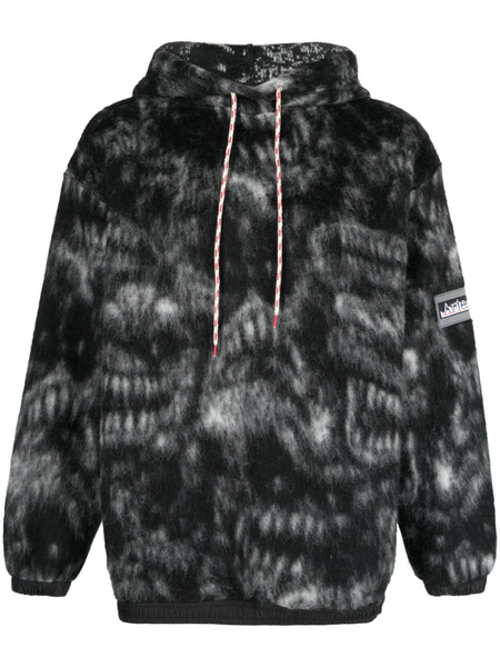  Aries Logo-patch Drawstring Hoodie - Black 
