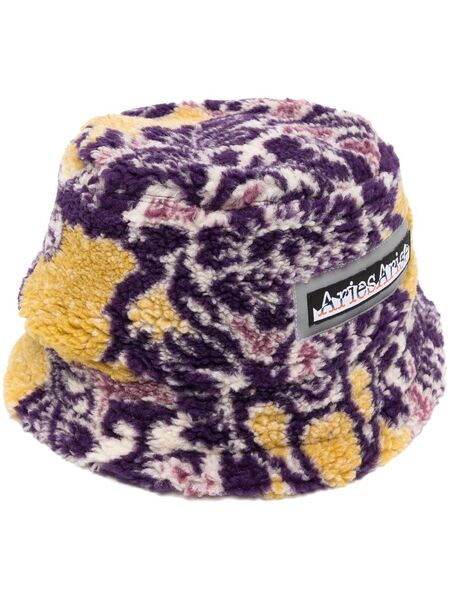  Aries Logo-print Fleece Bucket Hat - Purple 