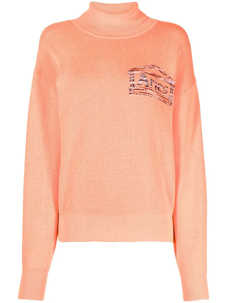  Aries Logo-print Roll-neck Jumper - Orange 