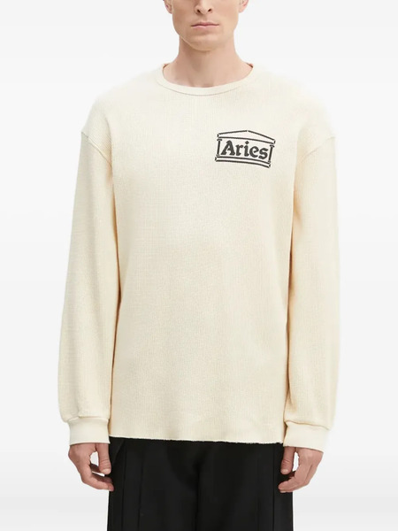  Aries Logo Waffle-pattern Sweatshirt - Neutrals 