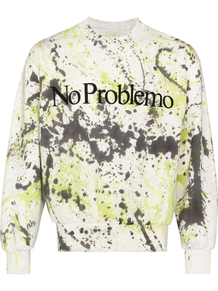  Aries No Problemo Paint-print Sweatshirt - Neutrals 