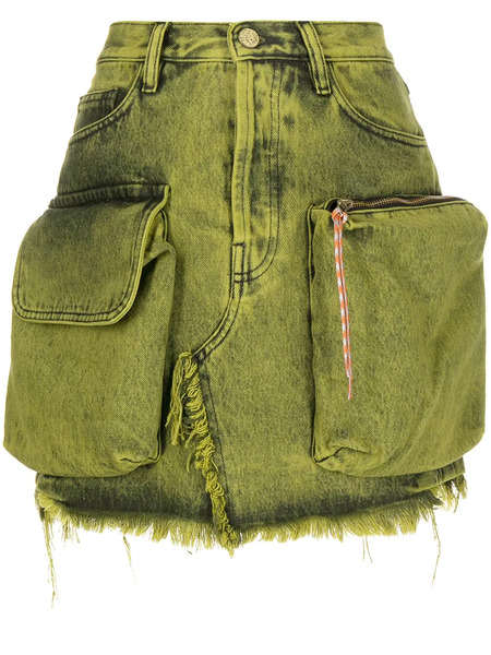  Aries Pouch-pocket A-line Skirt - Green 