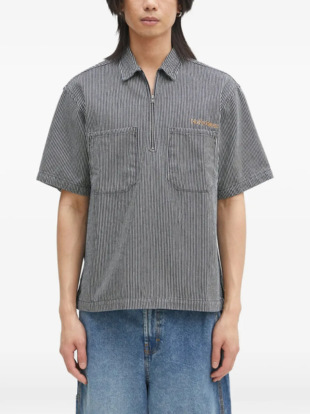  Aries Striped Zip-neck Polo Shirt - Blue 