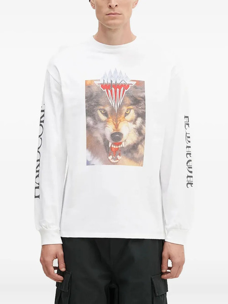  Aries Wolf-print Long-sleeve T-shirt - White 