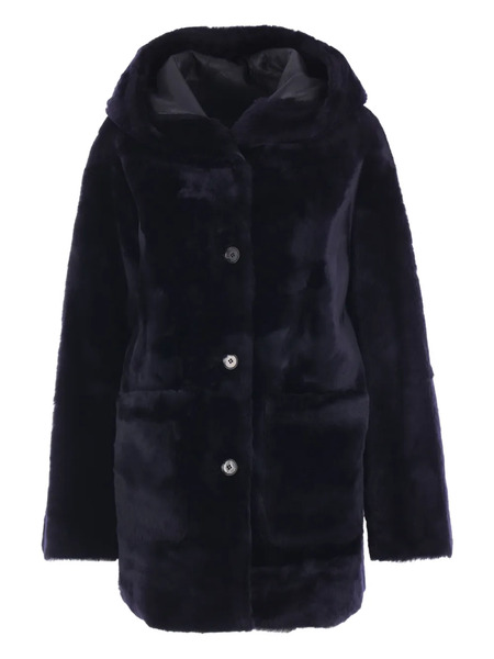  Arma Hooded Shearling Coat - Black 