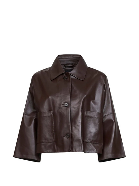  Arma Pocket Leather Jacket - Brown 