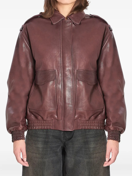 Arma Pointed-collar Leather Jacket - Brown 