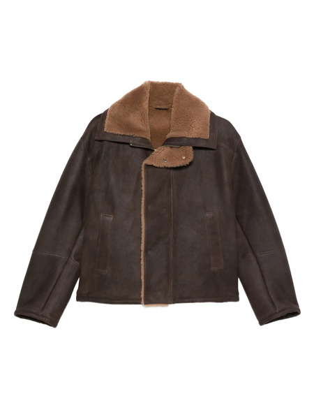  Arma Shearling-collared Leather Coat - Brown 