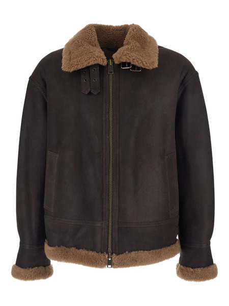  Arma Strap Closure Shearling Jacket - Brown 