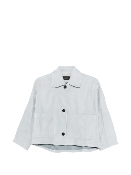  Arma Zhou Patch-pocket Leather Jacket - Blue 