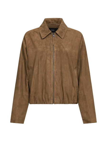  Arma Zip Leather Coat - Brown 