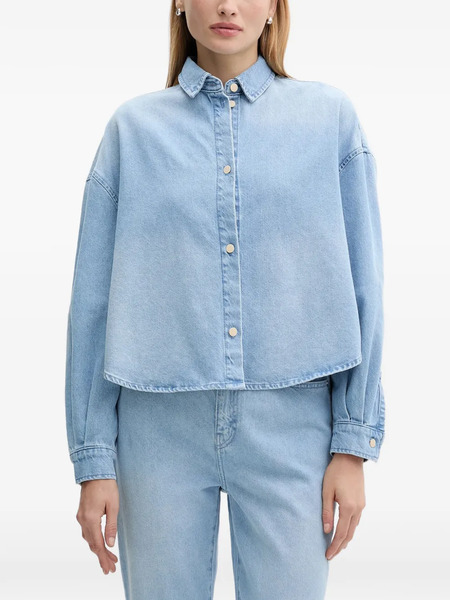  Armani Exchange Collared Cropped Top - Blue 