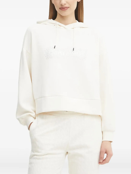  Armani Exchange Crystal-embellished Long-sleeve Hoodie - White 
