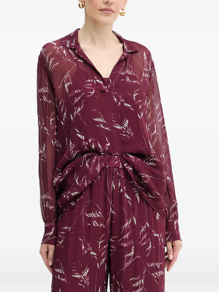  Armani Exchange Floral-print Long-sleeve Blouse - Purple 