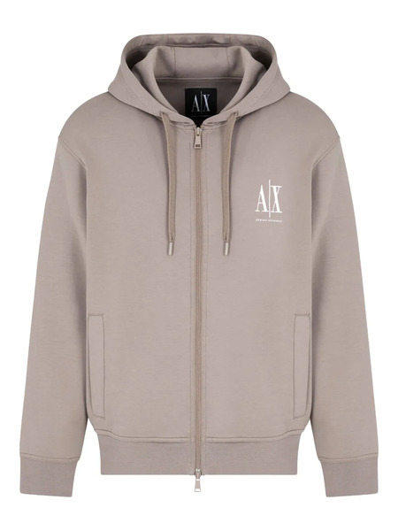  Armani Exchange Logo-embroidered Zip-up Hoodie - Neutrals 