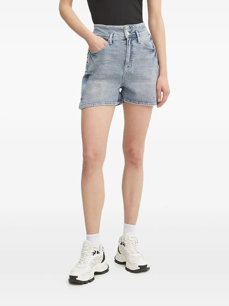  Armani Exchange Logo-patch Denim Mini Shorts - Blue 