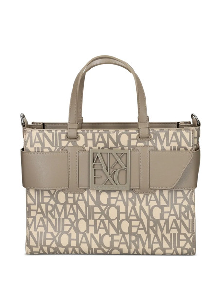  Armani Exchange Logo-plaque Buckle Tote Bag - Brown 