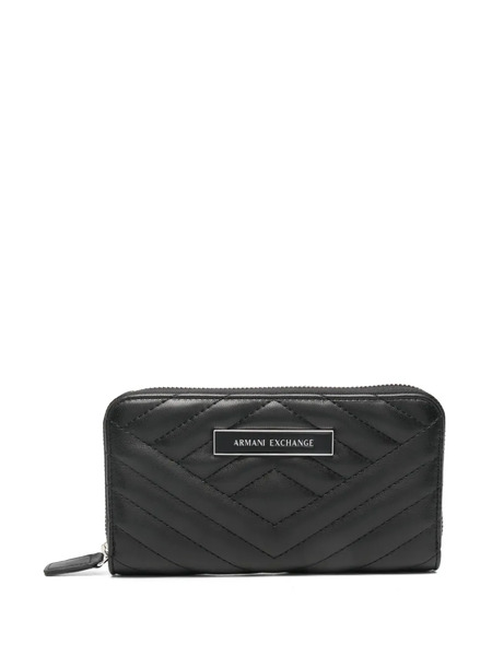 Armani Exchange Logo-plaque Quilted Wallet - Black 