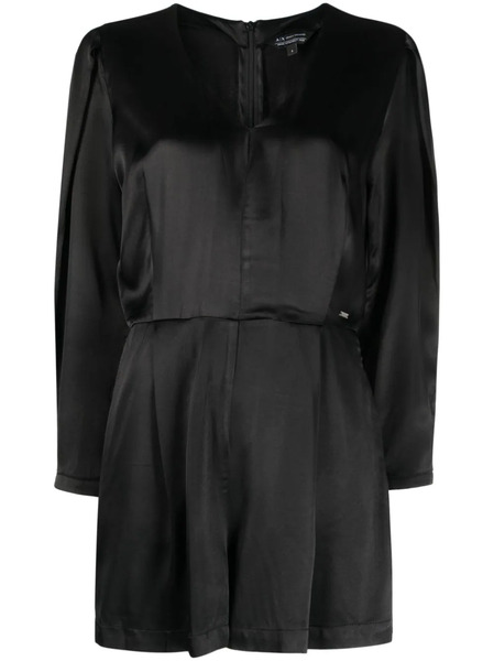  Armani Exchange Logo-plaque Satin-finish Jumpsuit - Black 