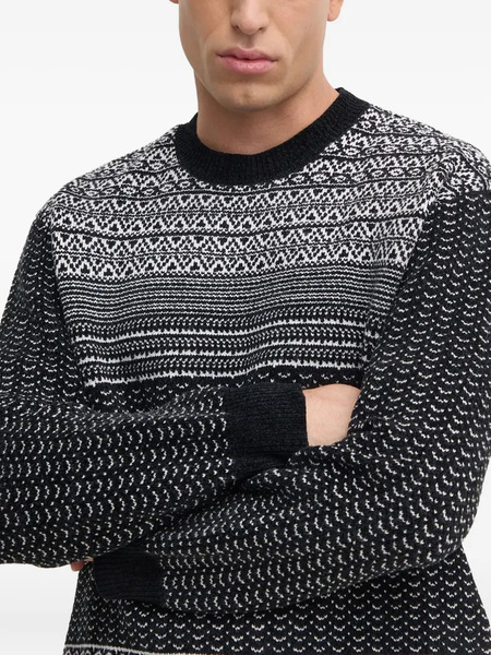  Armani Exchange Patterned Crew-neck Sweater - Black 