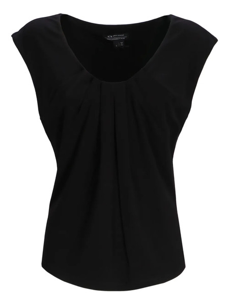 Armani Exchange Pleated Cap-sleeve Top - Black 