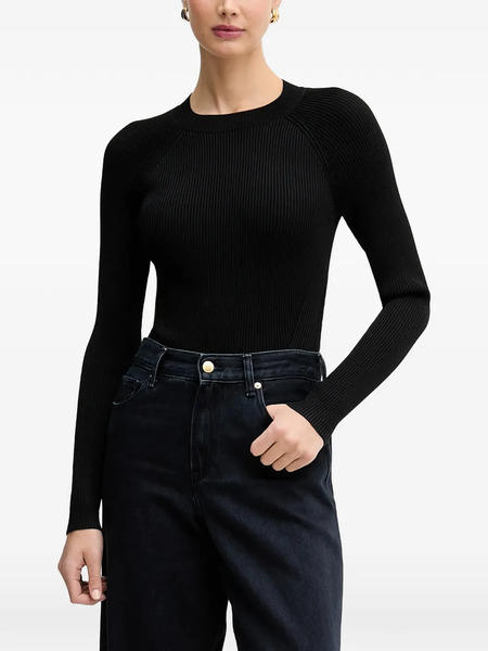  Armani Exchange Ribbed Round-neck Top - Black 
