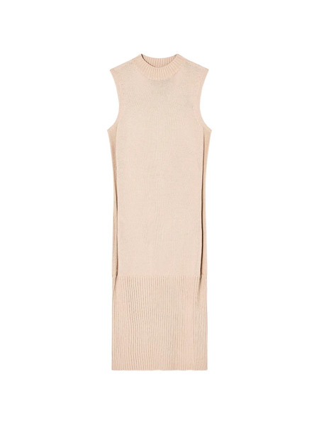  Armani Exchange Ribbed Sleeveless Midi Dress - Neutrals 
