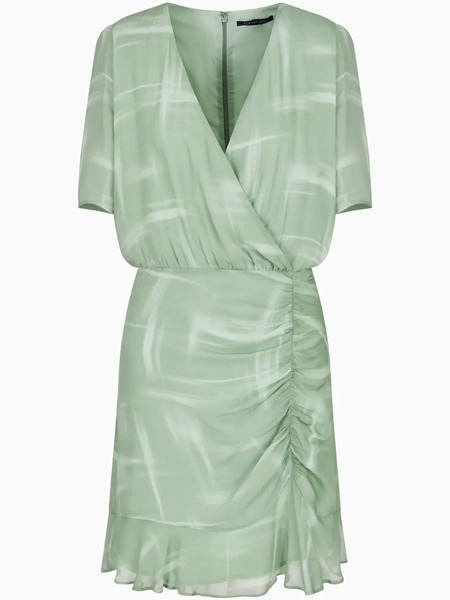  Armani Exchange Ruched V-neck Dress - Green 