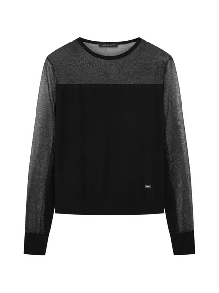 Armani Exchange See-through Long-sleeve Sweater - Black 