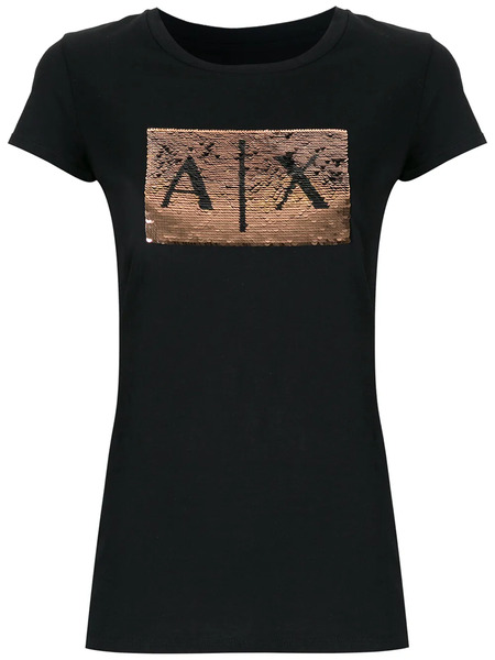  Armani Exchange Sequin-embellished Crew-neck T-shirt - Black 