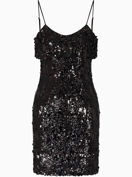  Armani Exchange Sequinned Sleeveless Dress - Black 