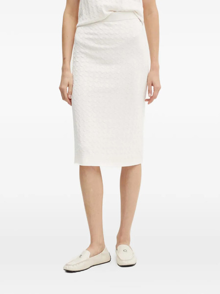  Armani Exchange Textured Knit Midi Fitted Skirt - White 