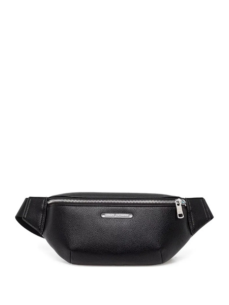  Armani Exchange Textured Leather Belt Bag - Black 