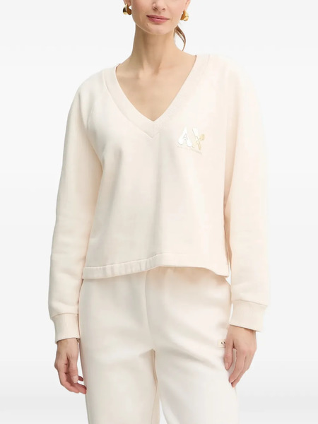  Armani Exchange V-neck Logo-plaque Sweatshirt - Neutrals 