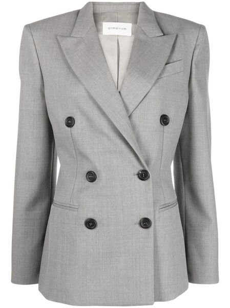  Armarium Notched Lapels Double-breasted Blazer - Grey 